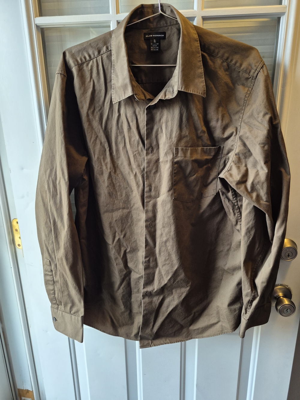 Club Monaco Men's Green Button-Up Shirt